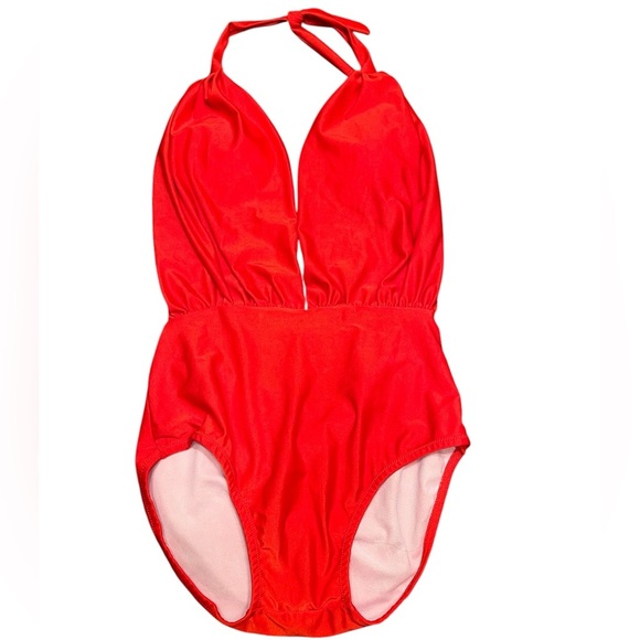 Parici Sexy Red Plunging V-Neck One Piece Swimsuit Size M - Picture 3 of 7
